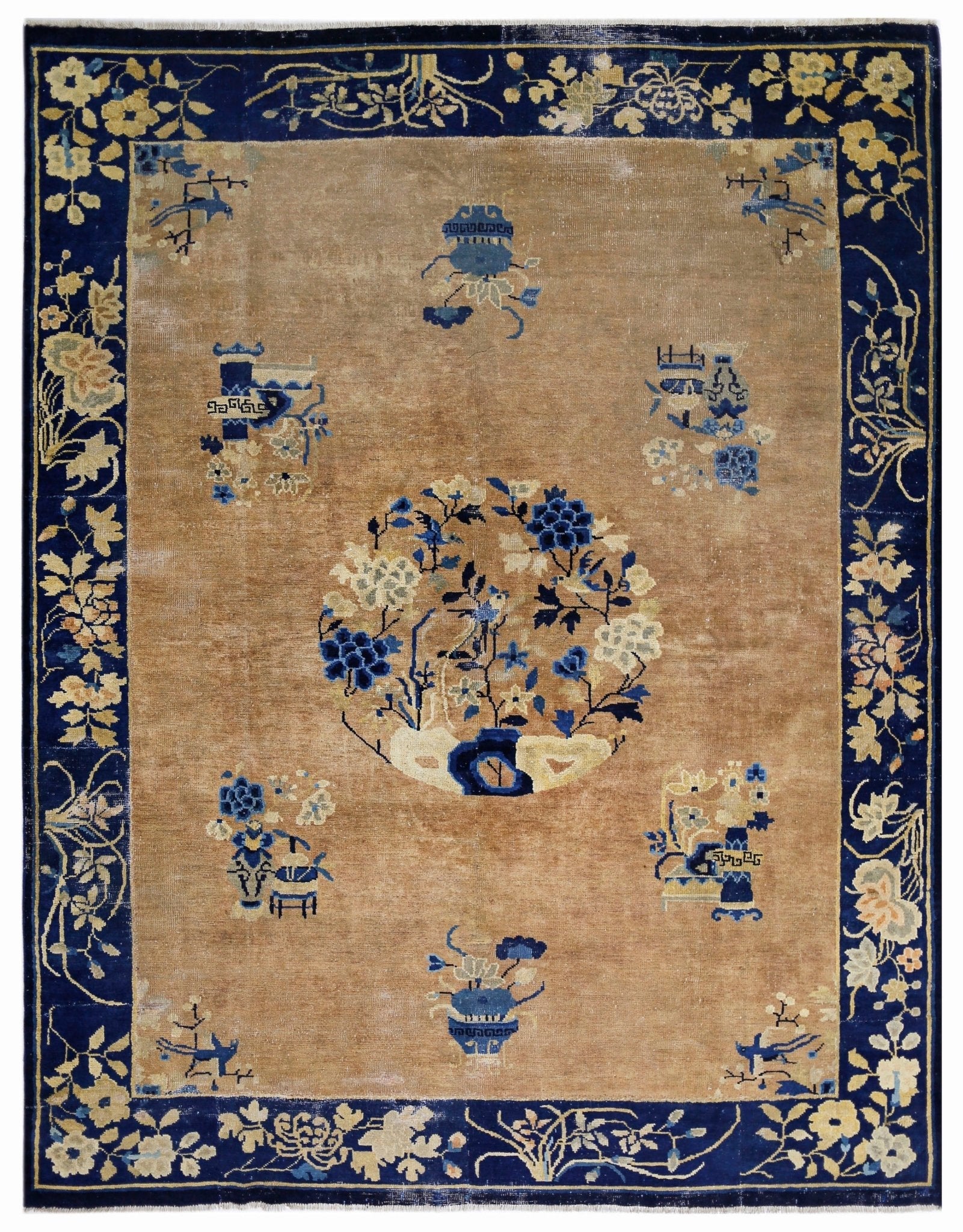 Handmade Antique Chinese Peking Rug | 236 x 181 cm | 7'9" x 5'11" - Najaf Rugs & Textile