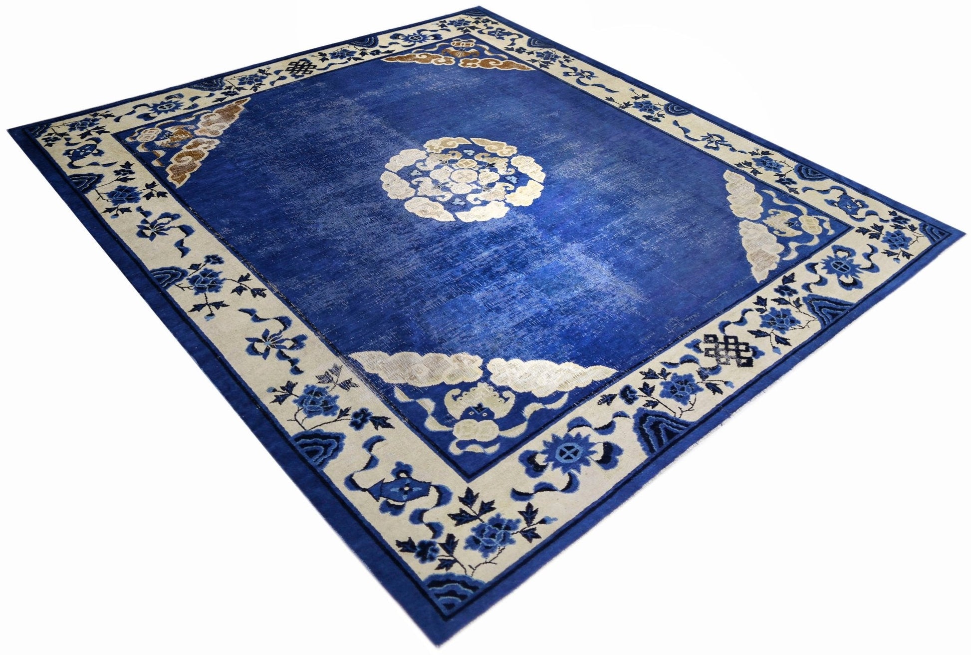 Handmade Antique Chinese Peking Rug | 267 x 243 cm | 8'9" x 8' - Najaf Rugs & Textile