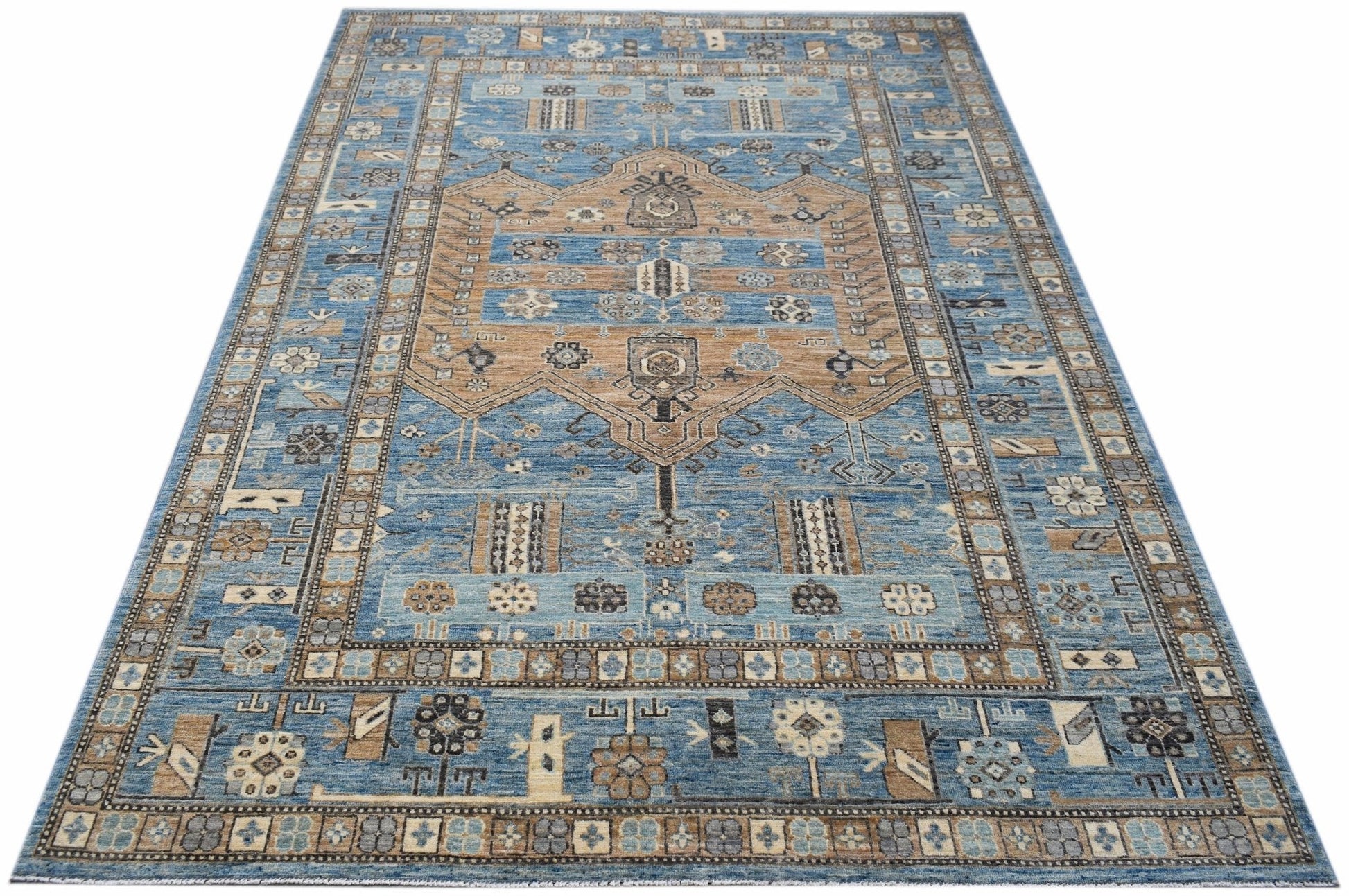 Handmade Transitional Afghan Chobi Rug | 283 x 186 cm | 9'4" x 6'1" - Najaf Rugs & Textile