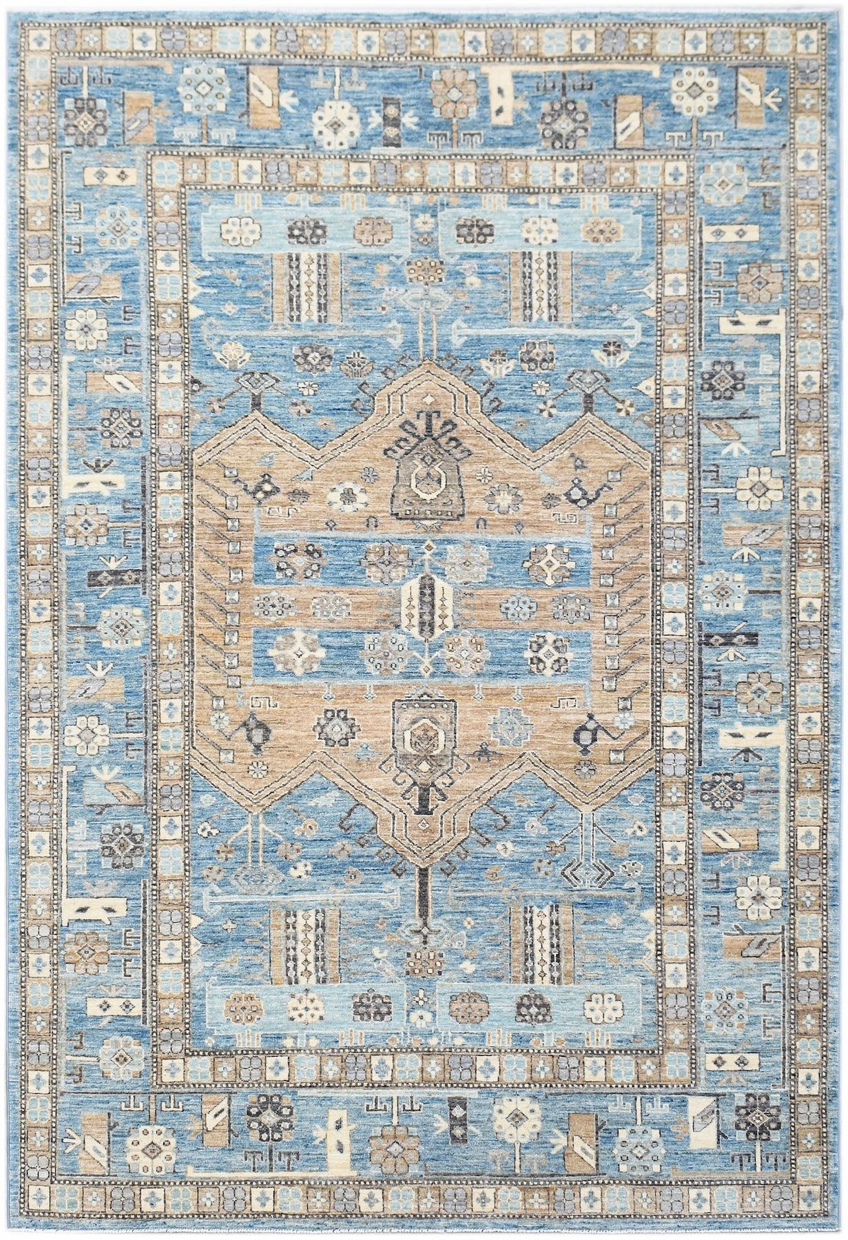 Handmade Transitional Afghan Chobi Rug | 283 x 186 cm | 9'4" x 6'1" - Najaf Rugs & Textile