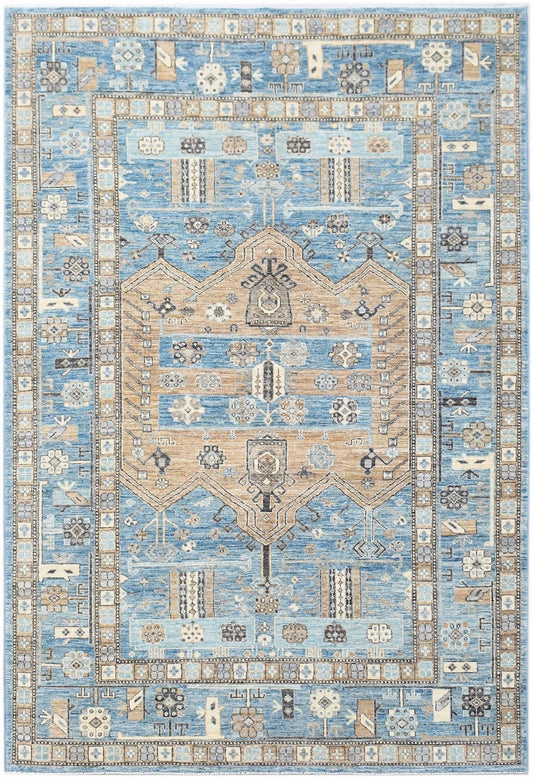 Handmade Transitional Afghan Chobi Rug | 283 x 186 cm | 9'4" x 6'1" - Najaf Rugs & Textile