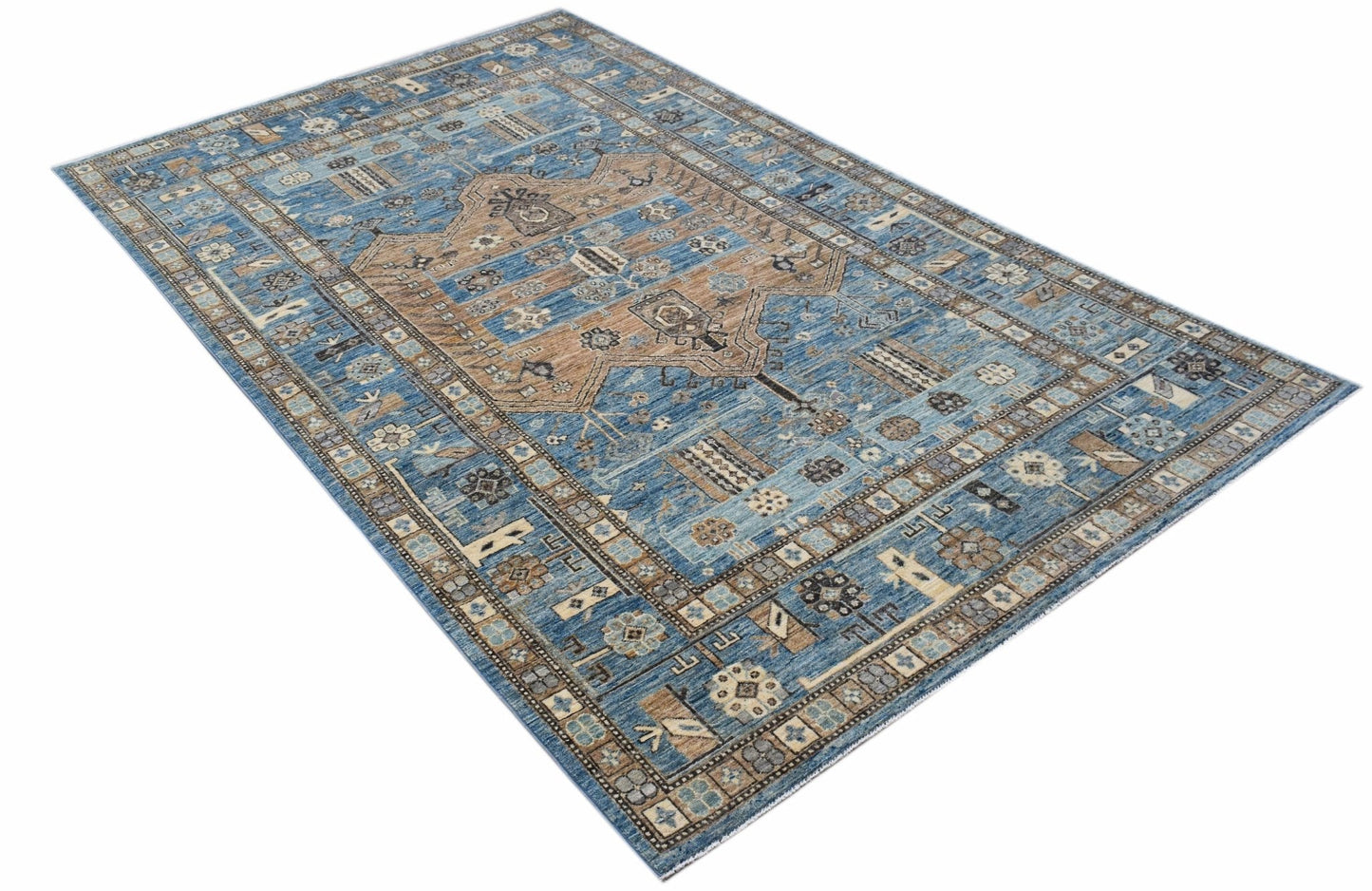 Handmade Transitional Afghan Chobi Rug | 283 x 186 cm | 9'4" x 6'1" - Najaf Rugs & Textile