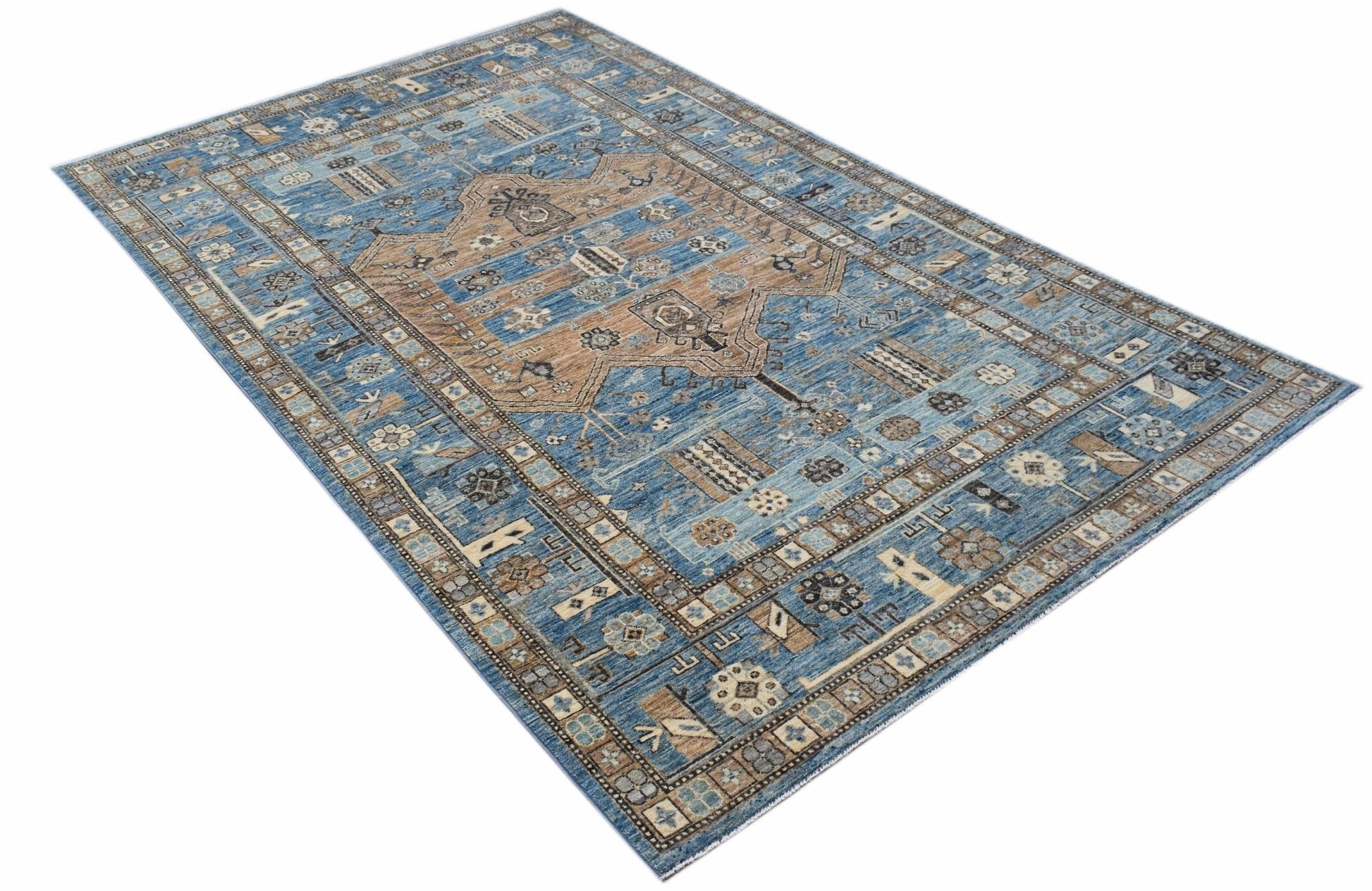 Handmade Transitional Afghan Chobi Rug | 283 x 186 cm | 9'4" x 6'1" - Najaf Rugs & Textile