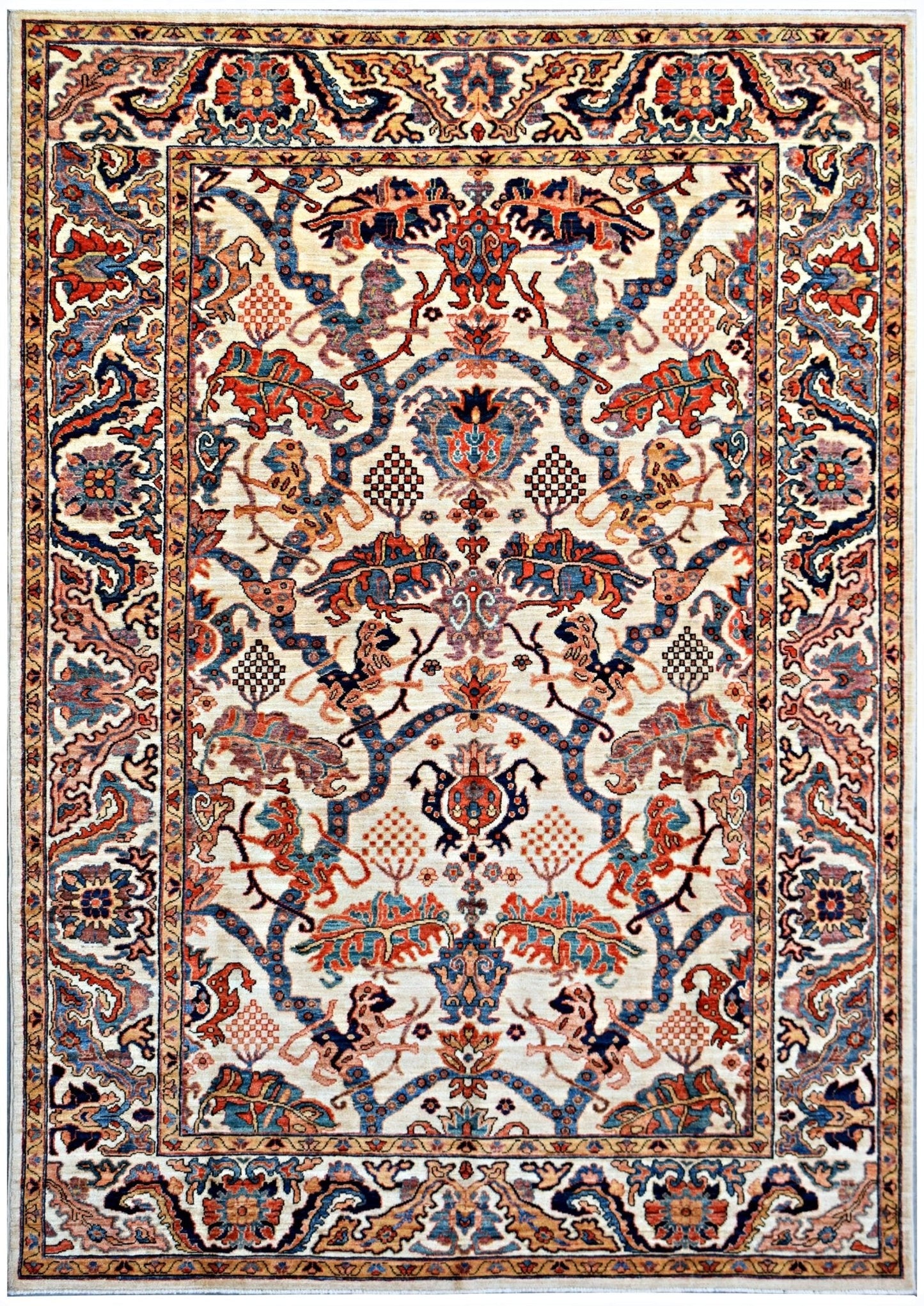 Handmade Transitional Afghan Chobi Rug | 291 x 185 cm | 9'7" x 6'1" - Najaf Rugs & Textile