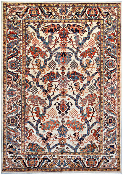 Handmade Transitional Afghan Chobi Rug | 291 x 185 cm | 9'7" x 6'1" - Najaf Rugs & Textile