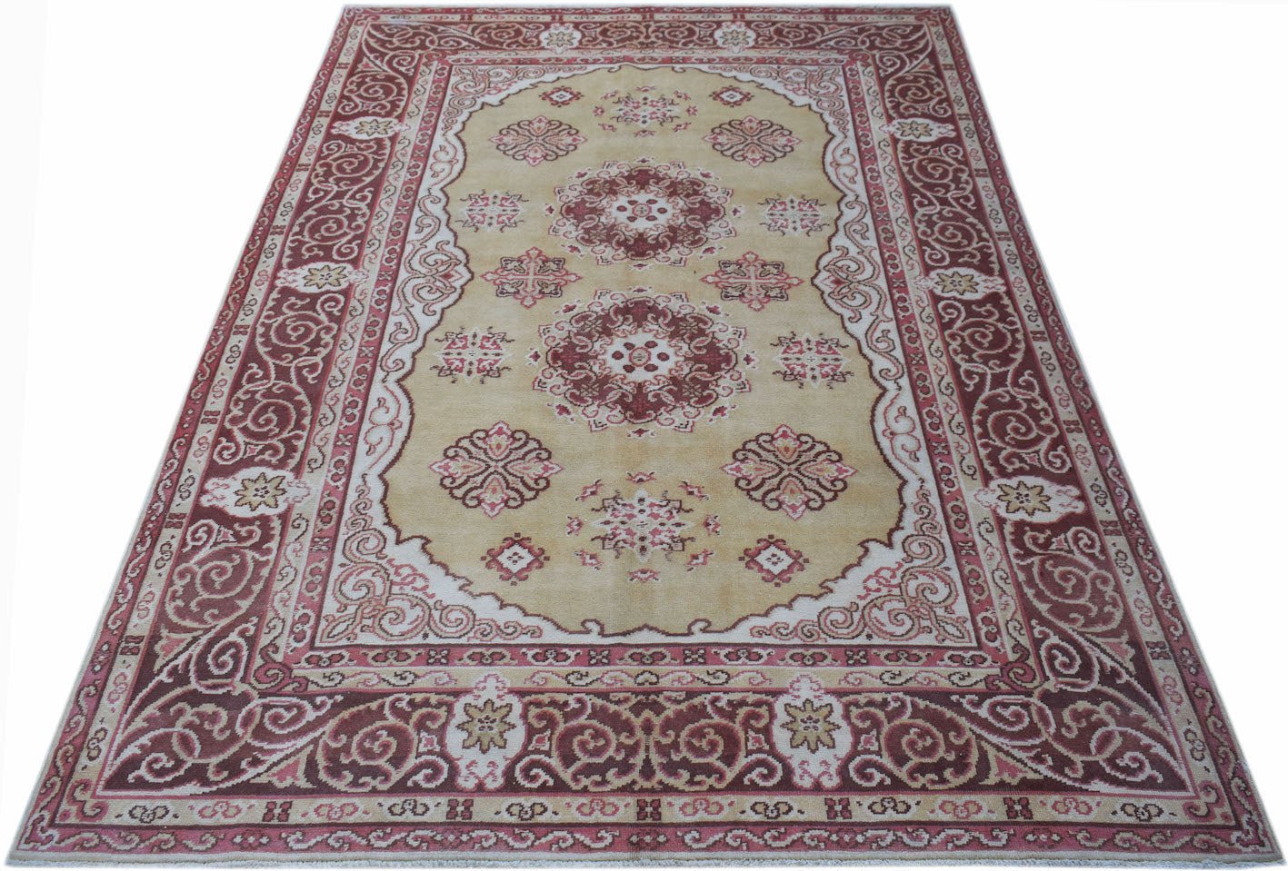 Handmade Vintage Chinese Khotan Rug | 283 x 195 cm | 9'3" x 6'5" - Najaf Rugs & Textile