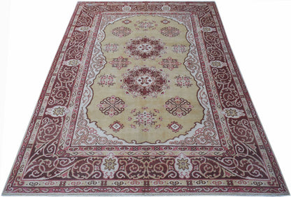 Handmade Vintage Chinese Khotan Rug | 283 x 195 cm | 9'3" x 6'5" - Najaf Rugs & Textile