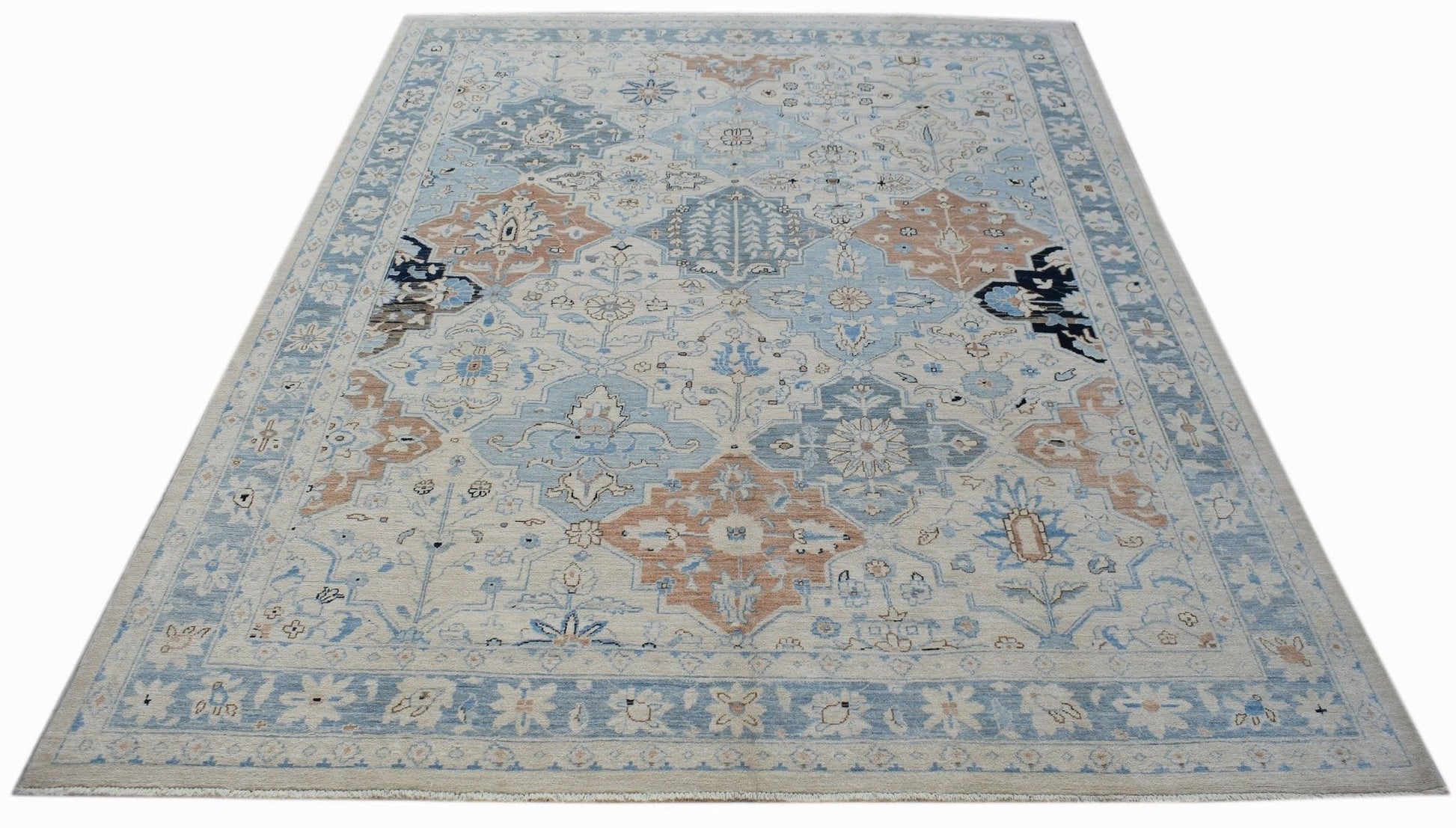 Handwoven Transitional Afghan Chobi Rug | 294 x 244 cm | 9'8" x 8' - Najaf Rugs & Textile